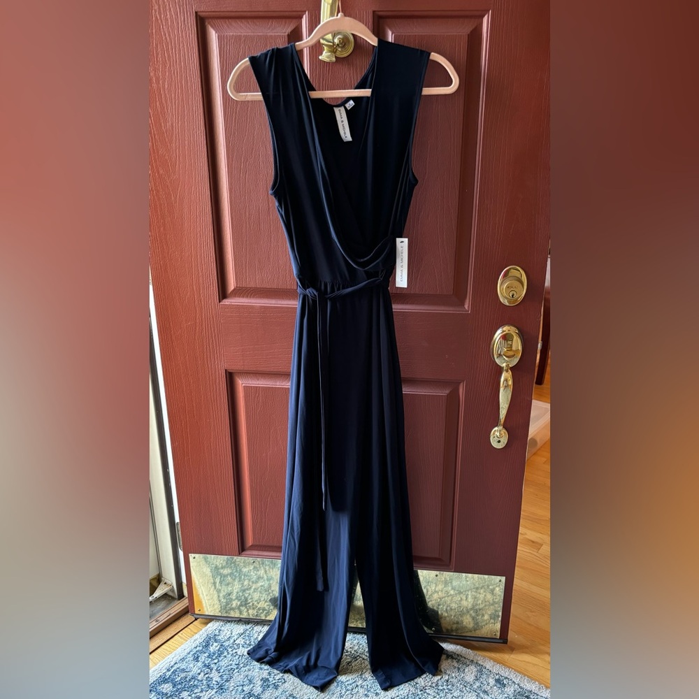 Emma & Michelle Black V-Neck Wrap Jumpsuit